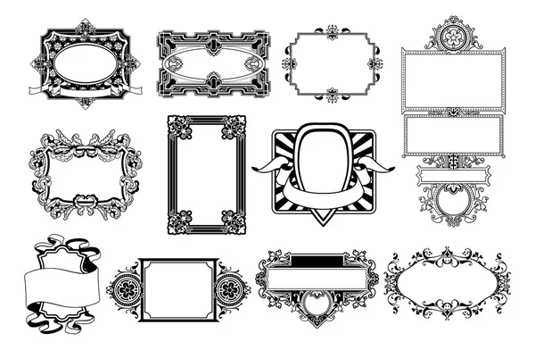 Elementos de diseño de marco y borde adornados — Archivo Imágenes Vectoriales