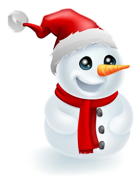 サンタ帽子クリスマス雪だるま — ストックベクタ