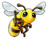glücklich winkende Cartoon-Biene