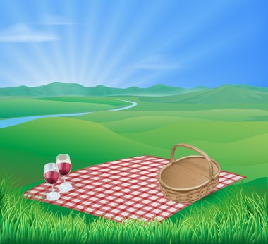 güzel bir kırsal manzara piknik