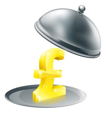 Pound on silver platter concept clipart