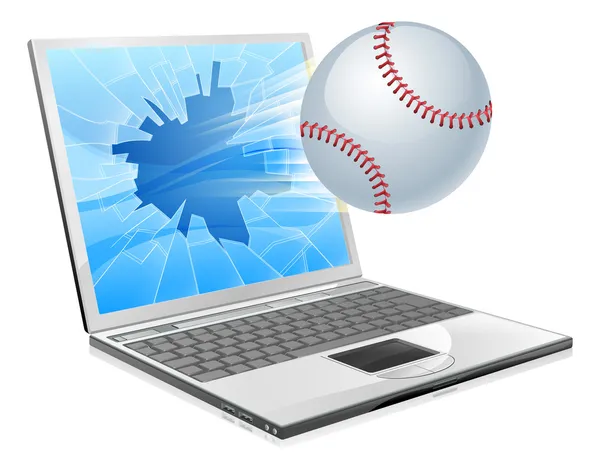 Baseballový míč laptop — Stockový vektor