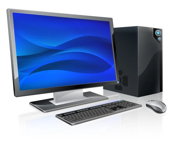 Computador desktop PC estação de trabalho — Vetor de Stock