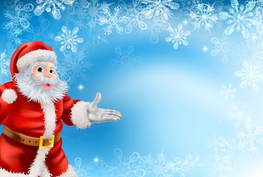 Mavi kar taneleri ve santa arka plan