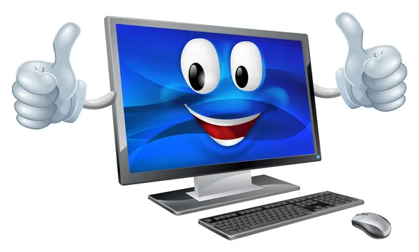 Desktop computer mascot — Stock Vector