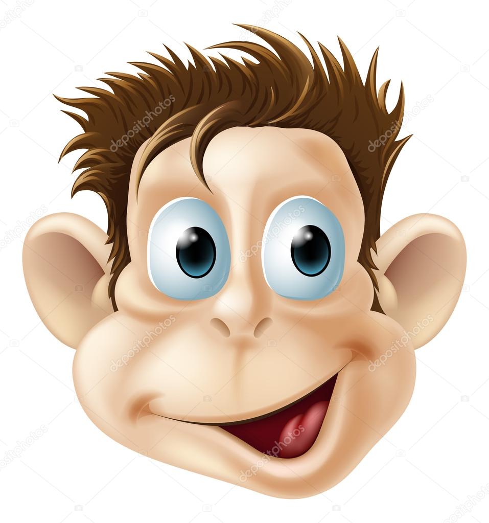 Laughing happy monkey face cartoon