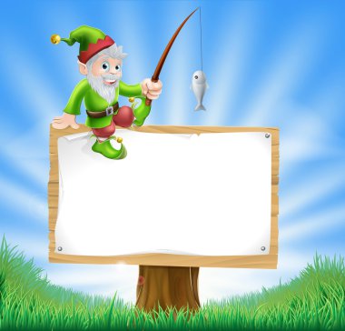 Garden gnome or elf sign clipart