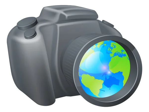 Camera globe concept — Stockvector