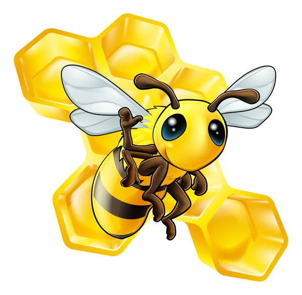 Bee and honeycomb — Stock Vector