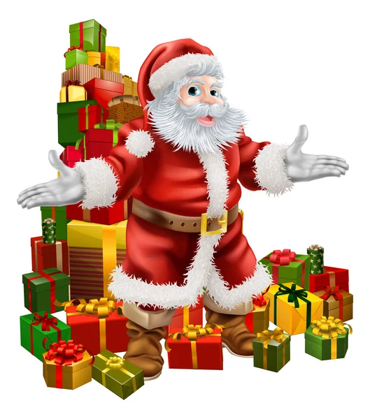 Santa Claus and Christmas Gifts — Stock Vector