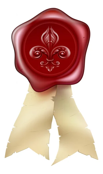 Fleur-de-lis Vosková pečeť grafika — Stockový vektor