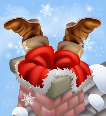 Noel Baba bir bacanın içinde sıkışmış