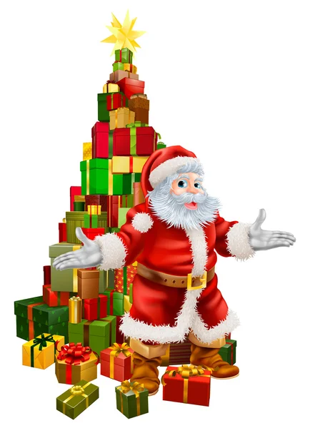 Regalos del árbol de Navidad de Santa Claus — Vector de stock