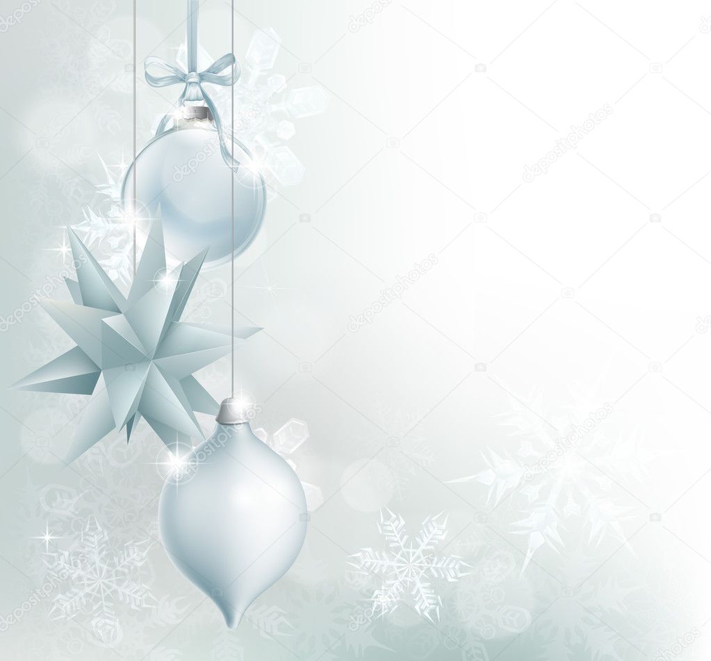 Silver blue snowflake Christmas bauble background