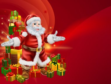 Santa and presents background clipart