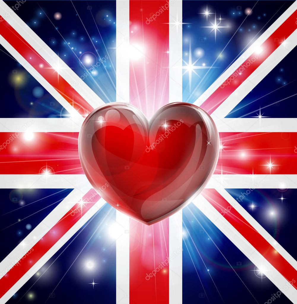 Love UK flag heart background