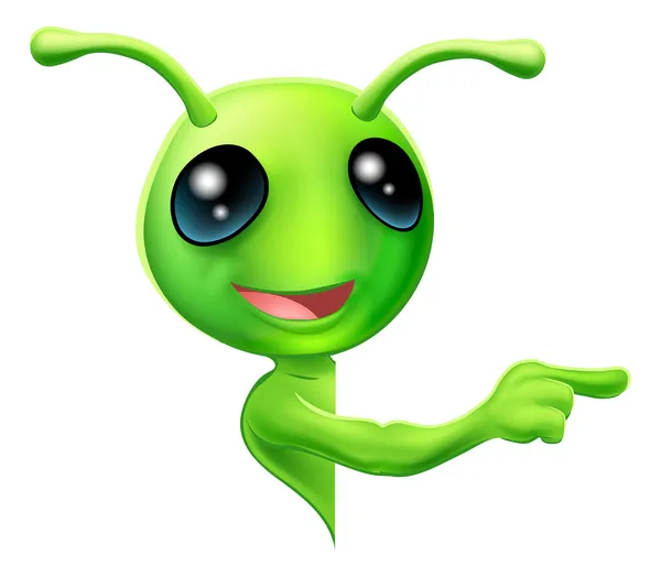 Green Alien Pointing — Stock Vector