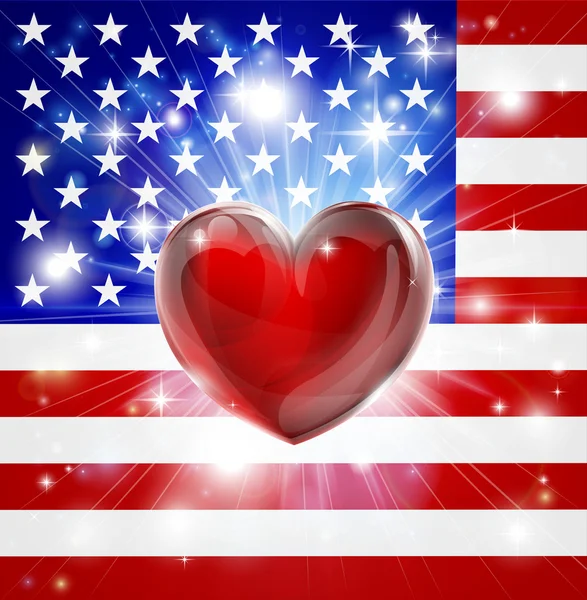 Love America drapeau coeur fond — Image vectorielle