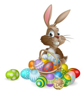 easter bunny tavşan ile Paskalya yumurta sepeti