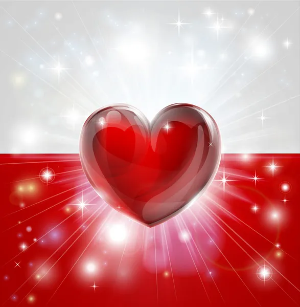Amour Pologne drapeau coeur fond — Image vectorielle