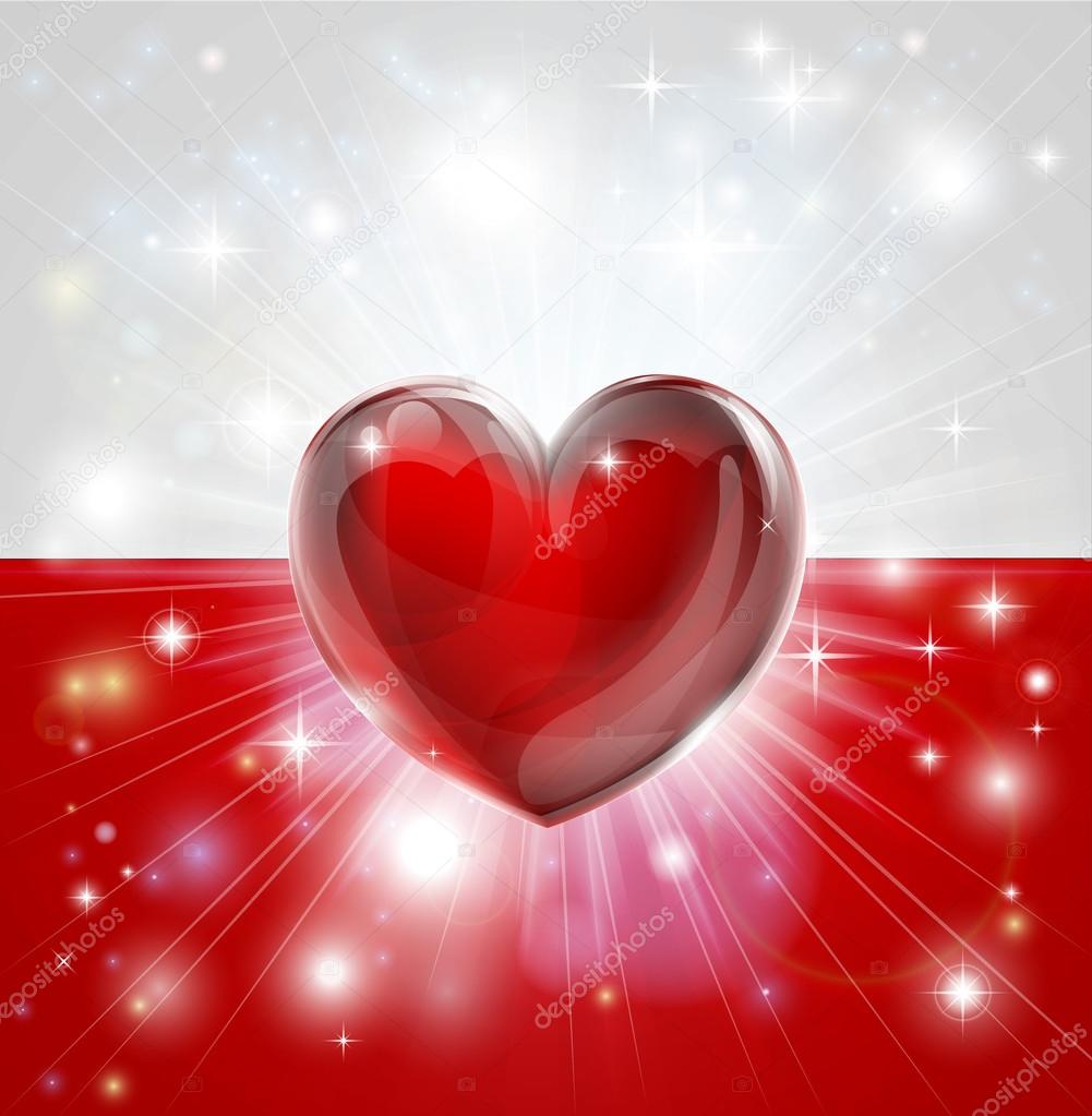 Love Poland flag heart background