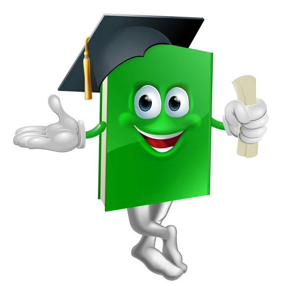 Graduate education book mascot — Stock Vector