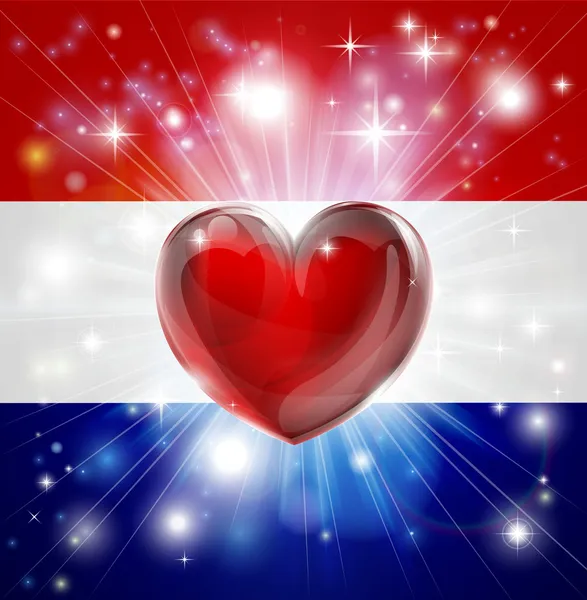 Love Netherlands flag heart background — Stock Vector