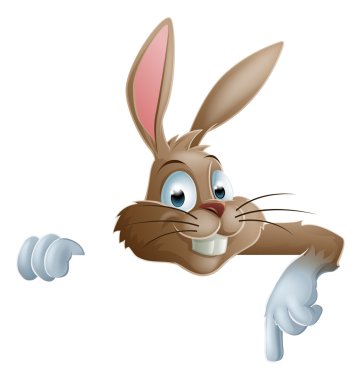 Bunny Rabbit Pointing Down clipart
