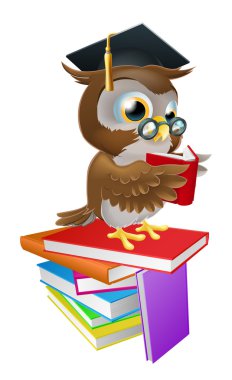 Wise owl reading clipart