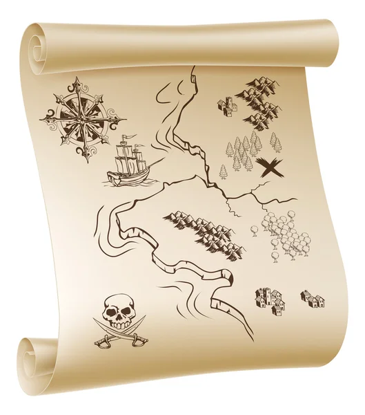 Pirate Treasure map — Stock Vector