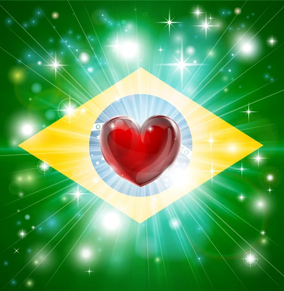 Love Brazil flag heart background — Stock Vector