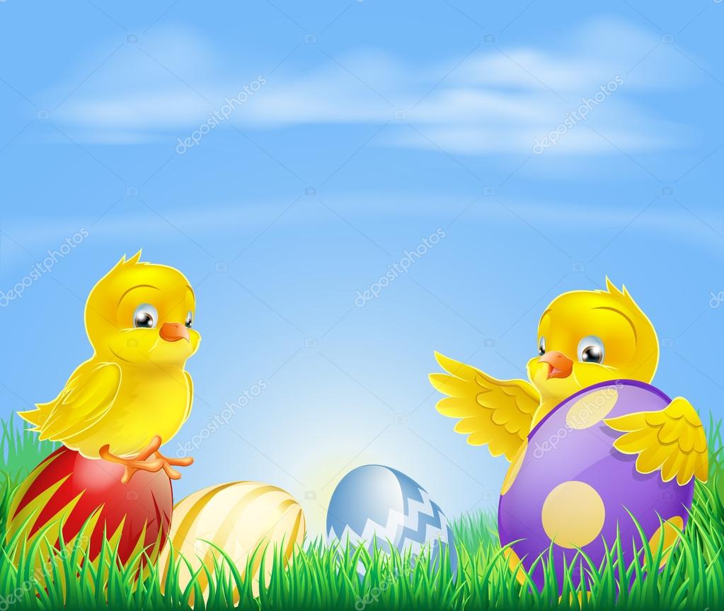 Pollos y huevos de Pascua Fondo Vector de stock #20028681 de ©Krisdog, image size:1023x864
