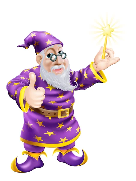 Thumbs up Wizard with Wand — Stock Vector