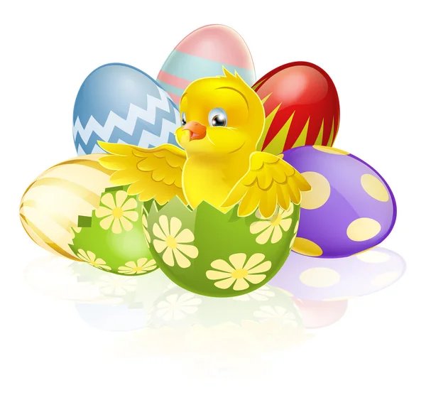 Easter chick in egg — Stock Vector