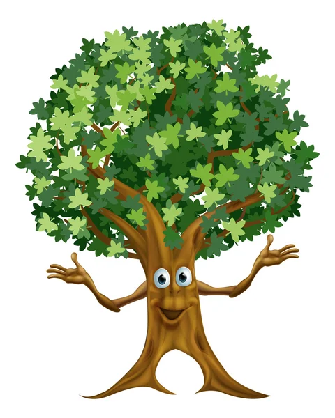 Árbol personaje de dibujos animados — Vector de stock