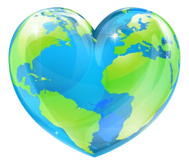 Heart world globe concept clipart