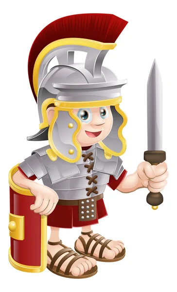 Soldado romano con espada — Vector de stock