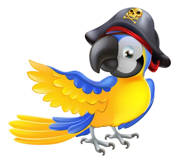 Carácter pirata loro — Vector de stock