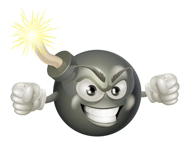 Angry mean bomb cartoon mascot — Stock Vector