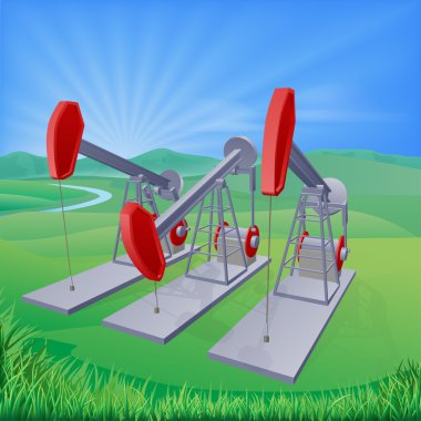 Oil well pumpjacks clipart