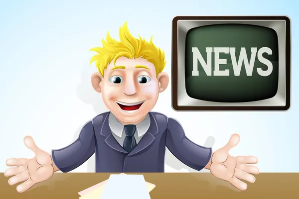 TV Newscaster cartoon — Stock Vector