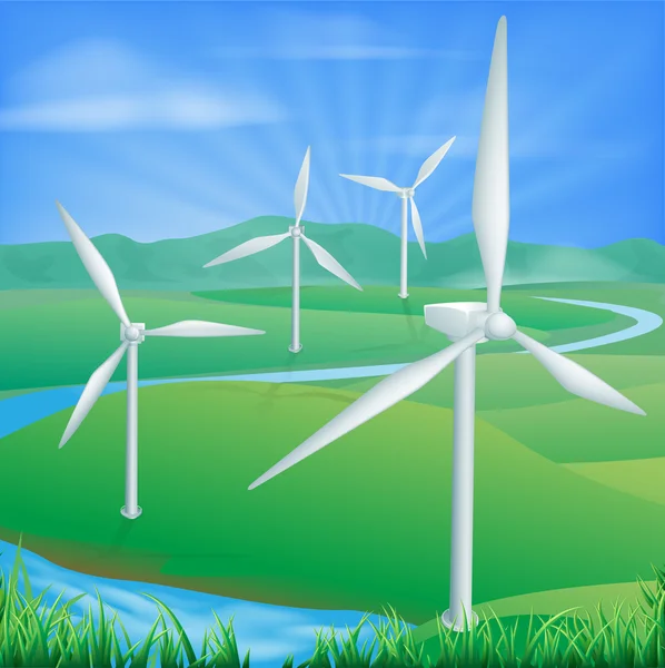 Illustrazione energia eolica — Vettoriale Stock
