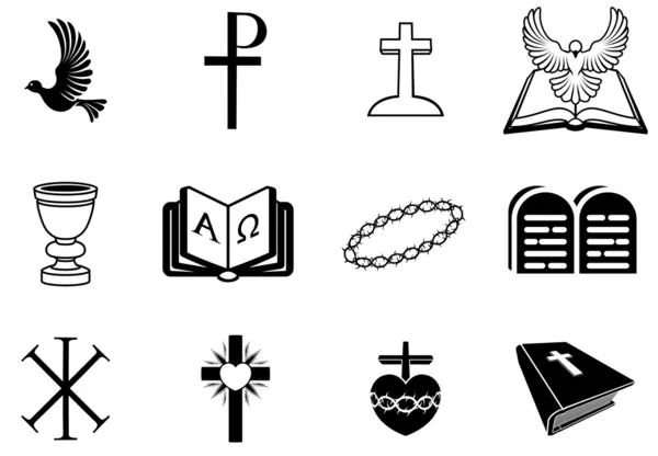 Signos y símbolos religiosos cristianos — Vector de stock