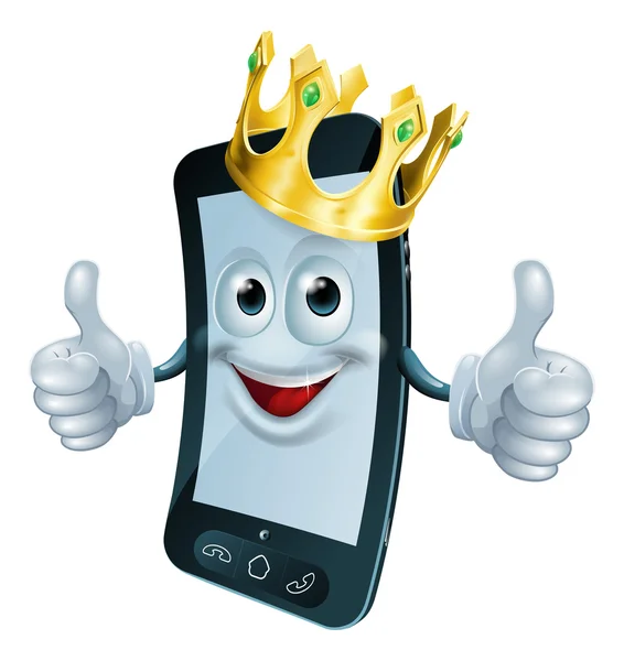 Phone man with crown — Stok Vektör
