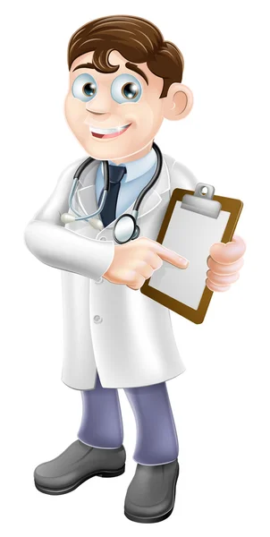 Doctor Holding Clipboard Cartoon — Stock Vector