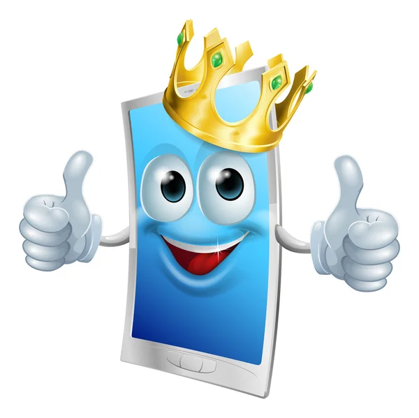 Mobile phone cartoon king — Stock Vector