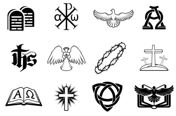 Set of Christian icons Stock Vector