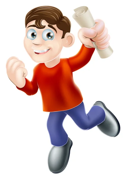 Happy man with scroll Stock Illustration