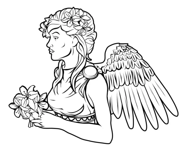 Ilustración de mujer ángel estilizado — Archivo Imágenes Vectoriales