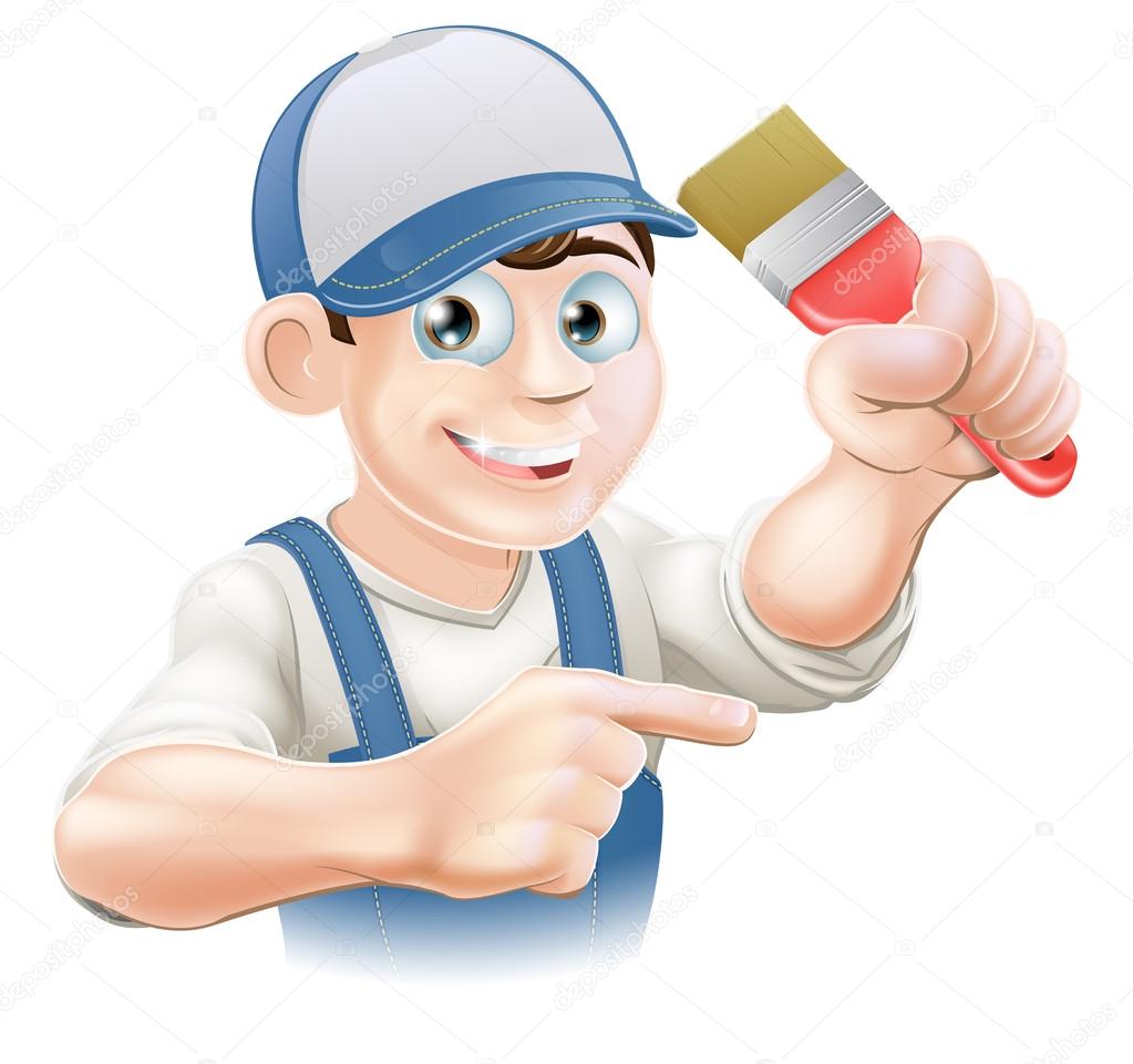 Painter decorator pointing